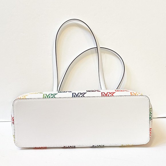 Michael Kors Jet Set Travel Medium Carryall Shoulder Tote Bag MK Rainbow White - Picture 7 of 13